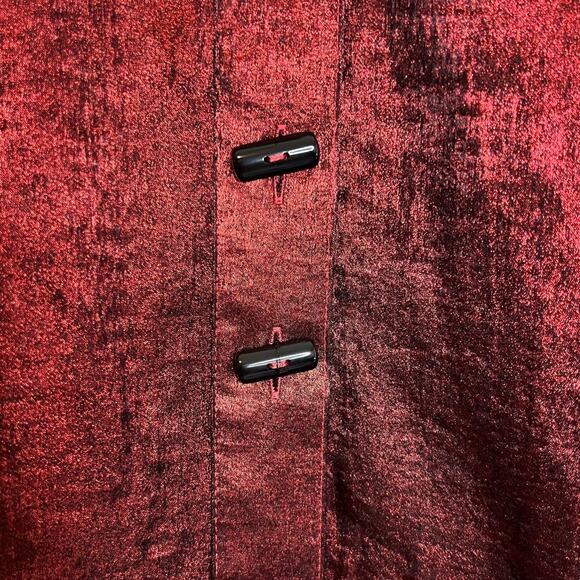 Ali Miles Tunic Top 3X Red Shiny Asymmetric Black Toggle Buttons Artsy Lagenlook - Picture 3 of 8